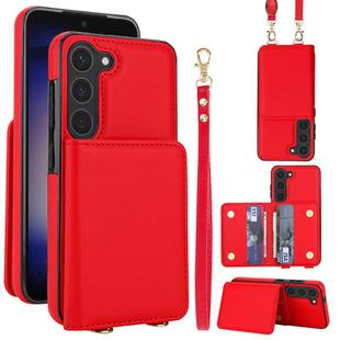 For Samsung Galaxy S23+ 5G Crossbody Dual-buckle Wallet RFID Back Leather Phone Case(Red)