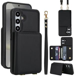 For Samsung Galaxy S24+ 5G Crossbody Dual-buckle Wallet RFID Back Leather Phone Case(Black)