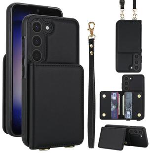 For Samsung Galaxy S25+ 5G Crossbody Dual-buckle Wallet RFID Back Leather Phone Case(Black)