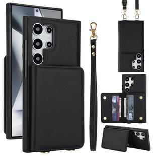 For Samsung Galaxy S25 Ultra 5G Crossbody Dual-buckle Wallet RFID Back Leather Phone Case(Black)
