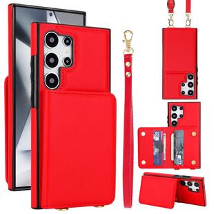 For Samsung Galaxy S25 Ultra 5G Crossbody Dual-buckle Wallet RFID Back Leather Phone Case(Red)