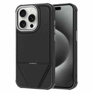 For iPhone 15 Pro Fabric Feel PU MagSafe Phone Case(Black)