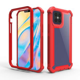 For iPhone 12 / 12 Pro Four-corner Shockproof All-inclusive Transparent Space Protective Case(Red)