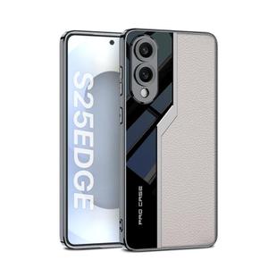 For Samsung Galaxy S25 Edge 5G GKK Plating TPU + Leather Supercar Full Coverage Phone Case(Grey)