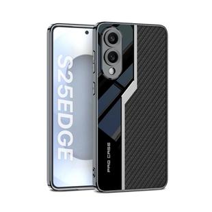 For Samsung Galaxy S25 Edge 5G GKK Plating TPU + Leather Supercar Full Coverage Phone Case(Carbon Fiber)