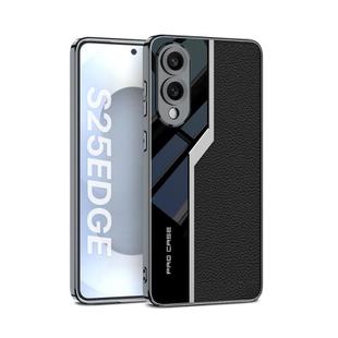 For Samsung Galaxy S25 Edge 5G GKK Plating TPU + Leather Supercar Full Coverage Phone Case(Black)