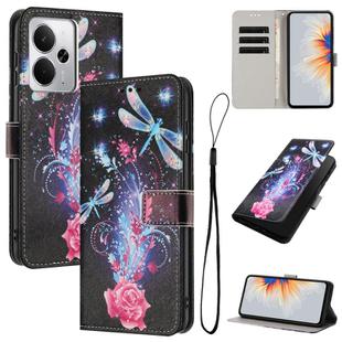 For Realme 14 / P3 5G / 14T 5G Colored Drawing Pattern Leather Phone Case(Dragonfly)