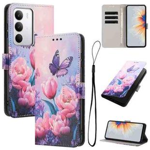 For Realme C71 4G Color Drawing Pattern Leather Phone Case(Pink Butterfly)