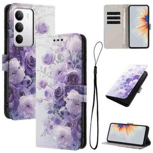 For Realme C71 4G Color Drawing Pattern Leather Phone Case(Purple Rose)