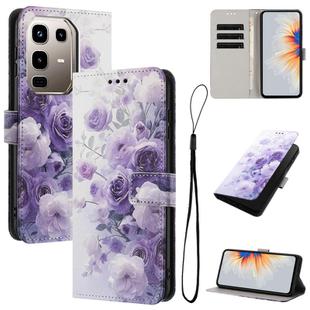 For Infinix Note 50s Colored Drawing Pattern Leather Phone Case(Purple Rose)