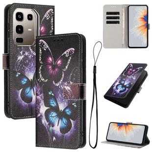 For Infinix Note 50x Colored Drawing Pattern Leather Phone Case(Two Butterflies)