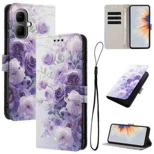 For Infinix Smart 10 4G Color Drawing Pattern Leather Phone Case(Purple Rose)
