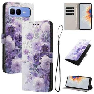 For Infinix Smart 10 Plus 4G Color Drawing Pattern Leather Phone Case(Purple Rose)