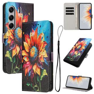 For Tecno Camon 40 Pro 4G Colored Drawing Pattern Leather Phone Case(Sunflower)