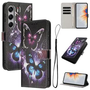 For Tecno Camon 40 Pro 4G Colored Drawing Pattern Leather Phone Case(Two Butterflies)