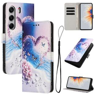 For Tecno Camon 40 Pro 4G Colored Drawing Pattern Leather Phone Case(Love Butterfly)