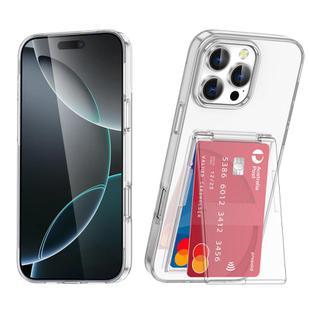 For iPhone 16 Pro Max Card Holder Stand Shockproof Phone Case(Transparent)