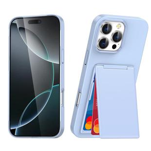 For iPhone 15 Pro Card Holder Stand Shockproof Phone Case(Purple)