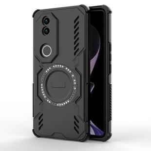 For vivo V50 5G Global Butterfly Armor MagSafe Magnetic Ring Shockproof Phone Case(Black)