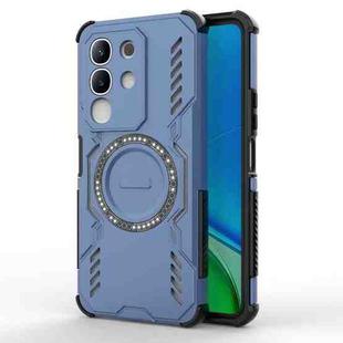 For vivo Y29 4G Global Butterfly Armor MagSafe Magnetic Ring Shockproof Phone Case(Blue)