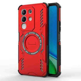 For vivo Y29 4G Global Butterfly Armor MagSafe Magnetic Ring Shockproof Phone Case(Red)