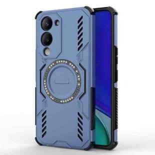 For vivo Y19 5G Global / T4 Lite 5G Butterfly Armor MagSafe Magnetic Ring Shockproof Phone Case(Blue)
