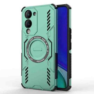 For vivo Y19 5G Global / T4 Lite 5G Butterfly Armor MagSafe Magnetic Ring Shockproof Phone Case(Light Green)