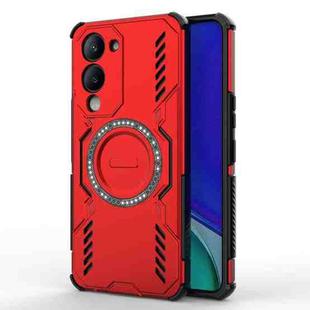 For vivo Y19 5G Global / T4 Lite 5G Butterfly Armor MagSafe Magnetic Ring Shockproof Phone Case(Red)