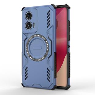 For Motorola Edge 50 Fusion 5G Global Butterfly Armor MagSafe Magnetic Ring Shockproof Phone Case(Blue)