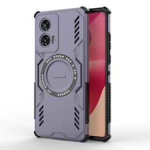 For Motorola Edge 50 Fusion 5G Global Butterfly Armor MagSafe Magnetic Ring Shockproof Phone Case(Purple)