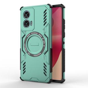 For Motorola Edge 50 Fusion 5G Global Butterfly Armor MagSafe Magnetic Ring Shockproof Phone Case(Light Green)