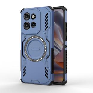 For Motorola Edge 50 Neo 5G Global Butterfly Armor MagSafe Magnetic Ring Shockproof Phone Case(Blue)