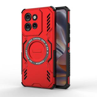For Motorola Edge 50 Neo 5G Global Butterfly Armor MagSafe Magnetic Ring Shockproof Phone Case(Red)