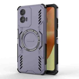 For Motorola Moto G34 5G Butterfly Armor MagSafe Magnetic Ring Shockproof Phone Case(Purple)