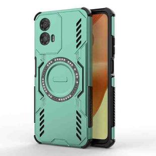 For Motorola Moto G34 5G Butterfly Armor MagSafe Magnetic Ring Shockproof Phone Case(Light Green)