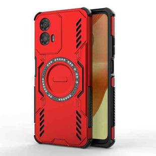 For Motorola Moto G34 5G Butterfly Armor MagSafe Magnetic Ring Shockproof Phone Case(Red)