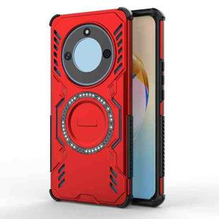For Honor X50 5G Butterfly Armor MagSafe Magnetic Ring Shockproof Phone Case(Red)