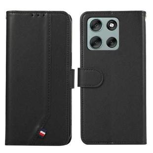 For Motorola Moto G56 5G ABEEL Delicate Texture Splicing RFID Leather Phone Case(Black)