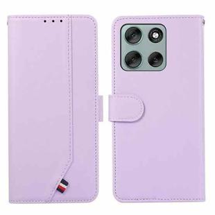 For Motorola Moto G56 5G ABEEL Delicate Texture Splicing RFID Leather Phone Case(Purple)