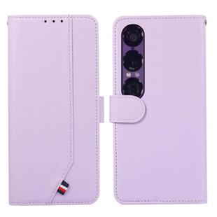 For Sony Xperia 1 VII ABEEL Delicate Texture Splicing RFID Leather Phone Case(Purple)