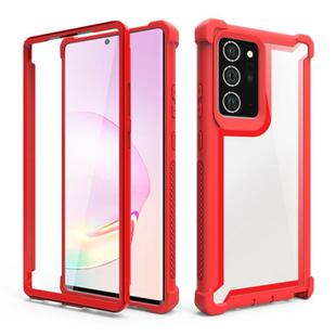 For Samsung Galaxy Note20 Four-corner Shockproof All-inclusive Transparent Space Protective Case(Red)