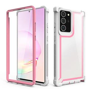 For Samsung Galaxy Note20 Ultra Four-corner Shockproof All-inclusive Transparent Space Protective Case(Pink White)