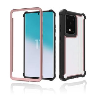 For Samsung Galaxy S20 Four-corner Shockproof All-inclusive Transparent Space Protective Case(Rose Gold)