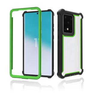For Samsung Galaxy S20 Plus Four-corner Shockproof All-inclusive Transparent Space Protective Case(Black Green)