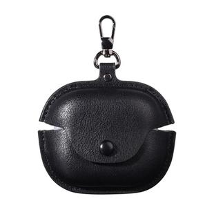 For Beats Powerbeats Pro 2 Business Leather Bluetooth Earphone Protective Case with Hook(Black)