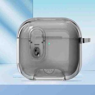 For AirPods Pro / Pro 2 Clear Armor Security Lock Wireless Earphones Case with Hook & Holder(Transparent Black)