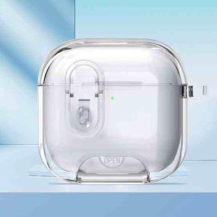 For AirPods Pro / Pro 2 Clear Armor Security Lock Wireless Earphones Case with Hook & Holder(Transparent)