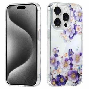 For iPhone 16e Electroplated Symphony Phone Case(White Purple Flower)