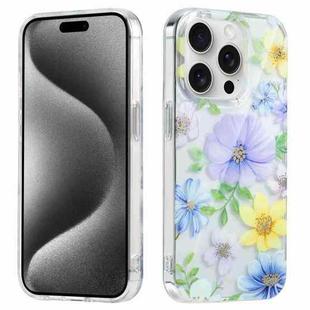 For iPhone 16 Electroplated Symphony Phone Case(Green Grass Flower)
