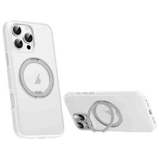 For iPhone 16 Pro Max Solid Color 360 Degree Rotating Holder MagSafe Magnetic Phone Case(White)